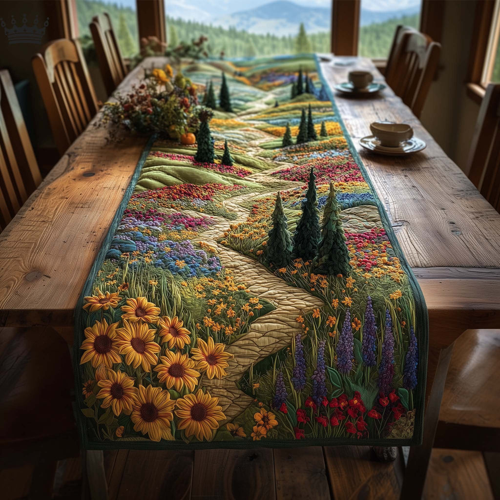 Sunflower Field with Cypress Path Table Runner