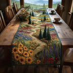 Sunflower Field with Cypress Path Table Runner