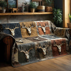 Deer Skulls in Sandstone Squares Sofa Cover