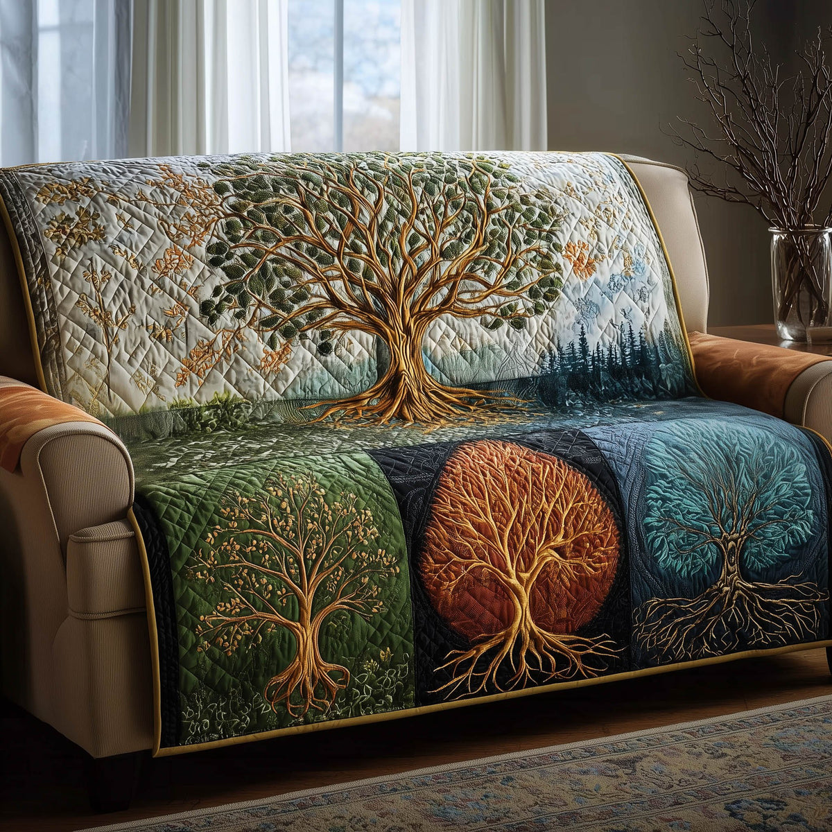 Tree of Life with Copper Moon Sofa Cover