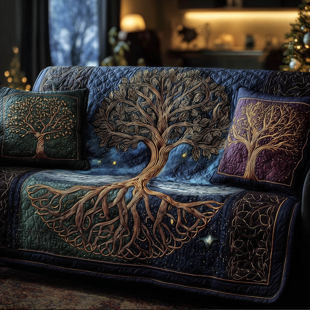 Rooted Tree on Midnight Blue Sofa Cover