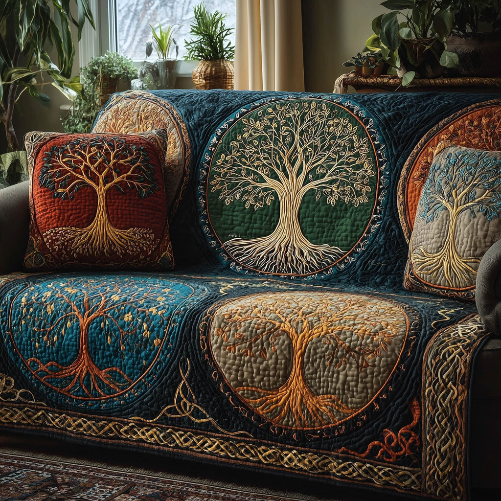 Tree of Life in Jewel Circles Sofa Cover