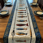 Fish on Cream with Blue Border Table Runner