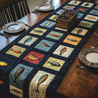 Fish Blocks on Navy Table Runner