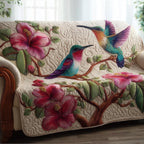 Hummingbird on the Pink Hibiscus Branch Sofa Cover
