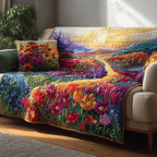 Winding Path Through the Flower Field Sofa Cover