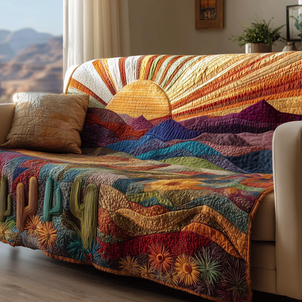 Sunset Over Rolling Flower Hills Sofa Cover