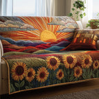 Sunflowers Beneath the Amber Sunrise Sofa Cover