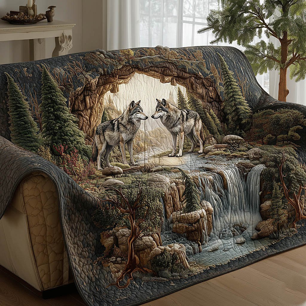 Wolf Couple Sofa Cover