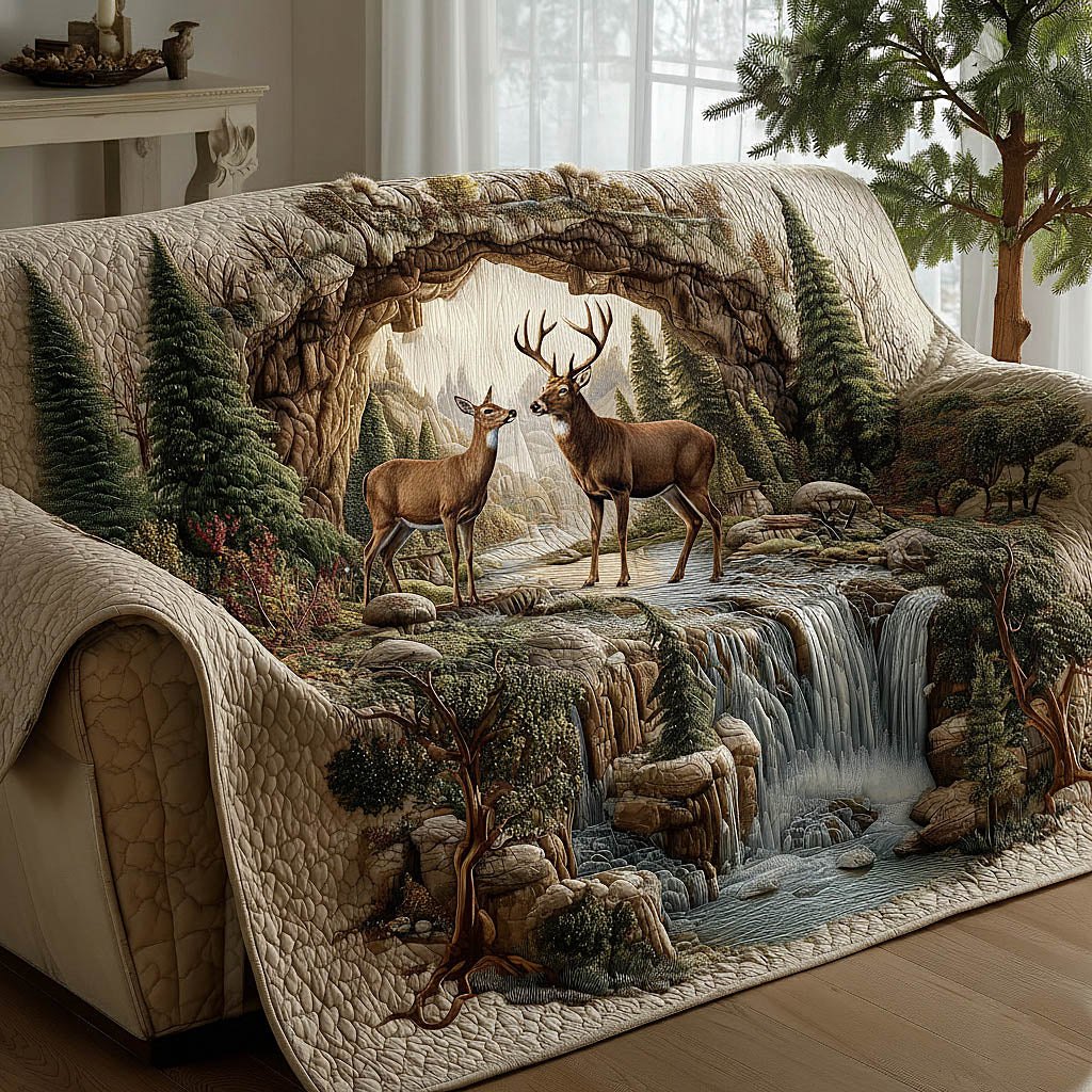 Deer Couple Sofa Cover