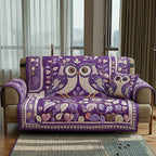 Folk Art Owls in Purple Sofa Cover