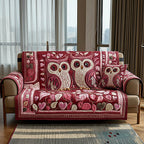 Folk Art Owls in Rose Pink Sofa Cover