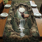 Elk Above a Waterfall Gorge Table Runner