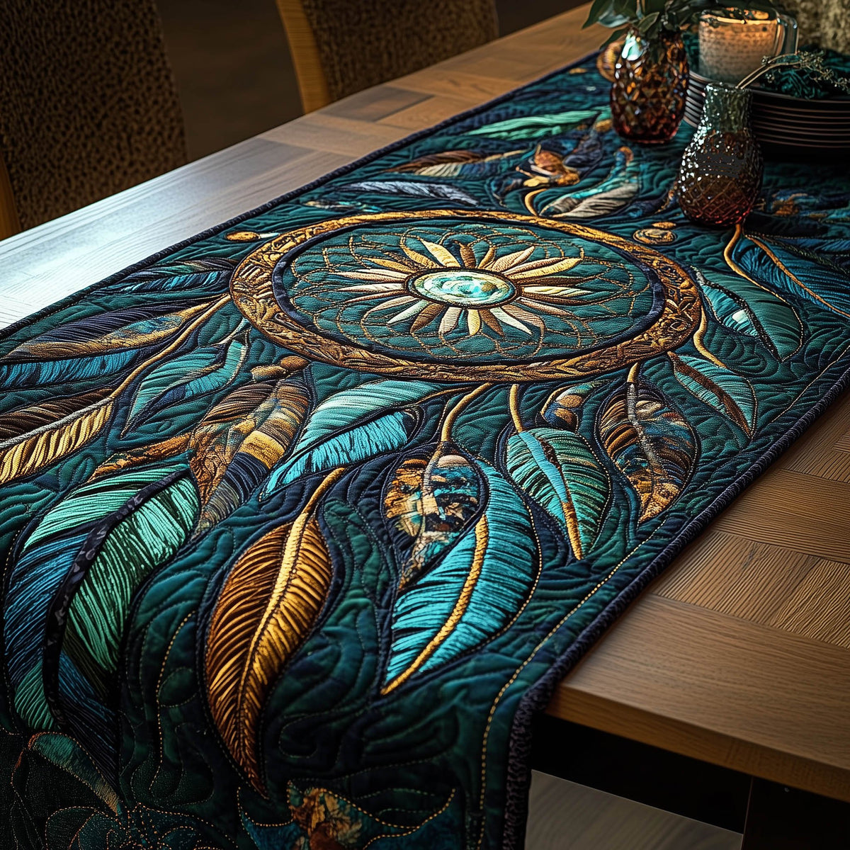 Dreamcatcher with Golden Sun Center Table Runner