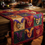 Jester Masks in Bright Blocks Table Runner