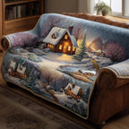 Lit Cabin in the Silent Snowfall Sofa Cover