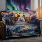 Two Deer Under the Northern Lights Sofa Cover