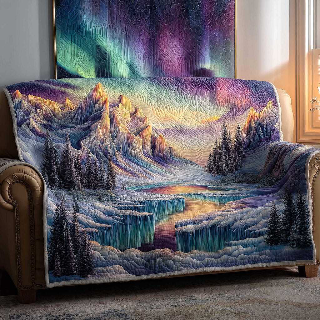 Pink Dawn Above the Icy Peaks Sofa Cover