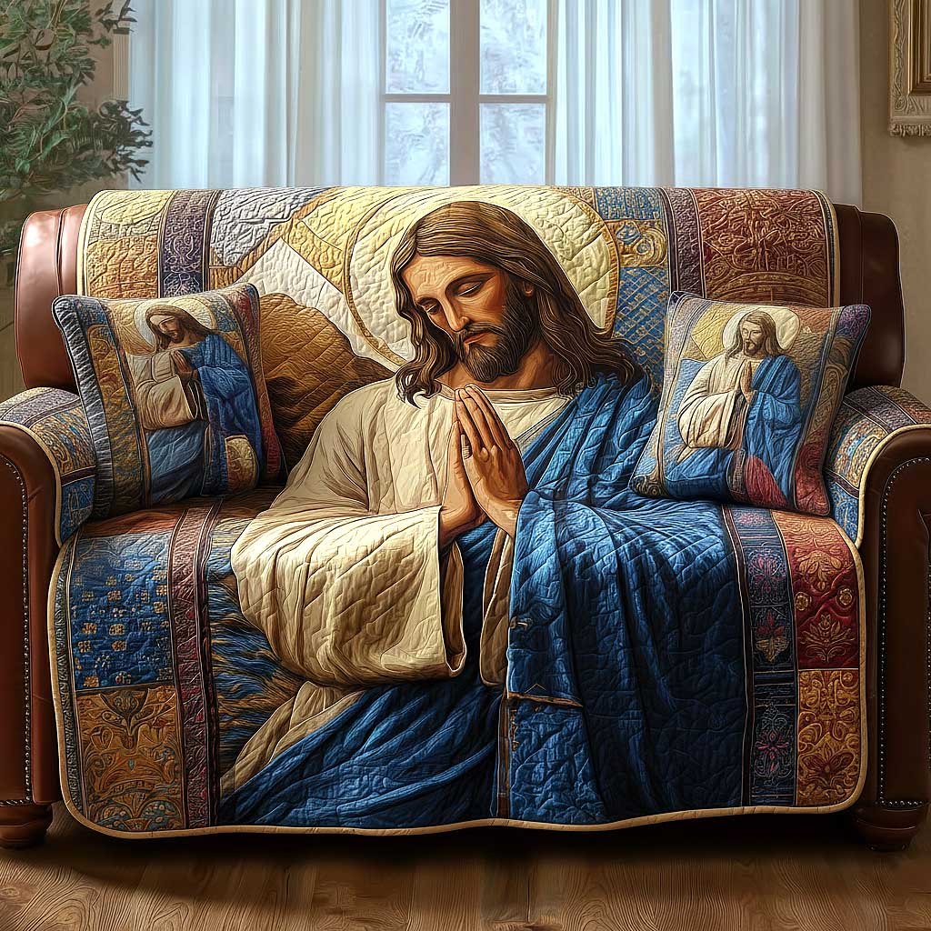 Praying Figure in the Blue Robe Sofa Cover