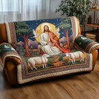 Shepherd and Sheep in the Redwood Grove Sofa Cover