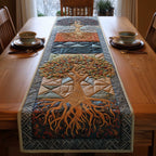 Copper Tree of Life on Grey Table Runner