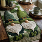Gnomes in Green Pointed Hats Table Runner