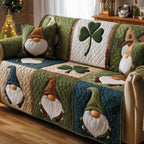 Standing Gnomes on Green and Blue Panels Sofa Cover