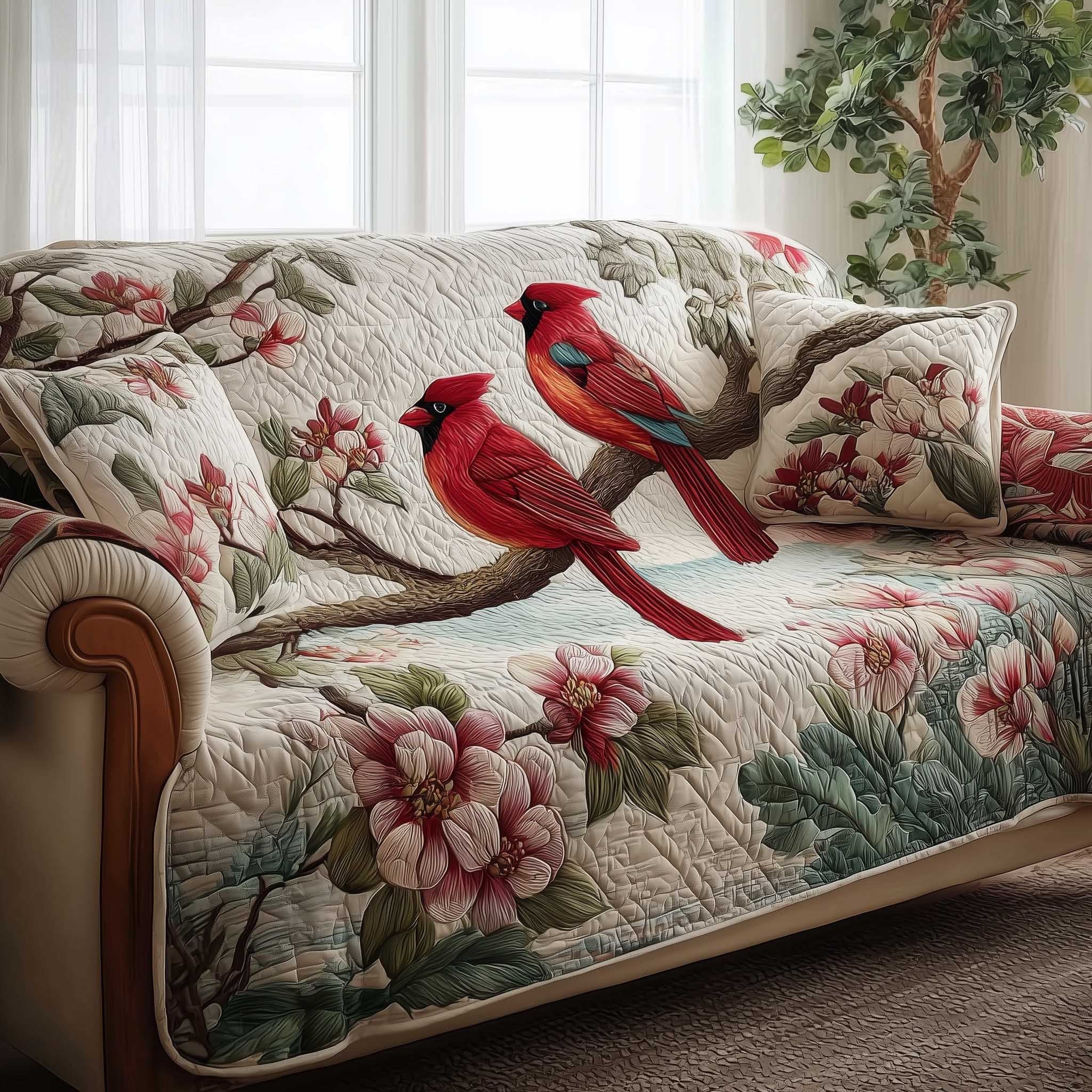 Cardinal on the Magnolia Branch Sofa Cover