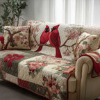 Cardinal Pair on Cherry Blossom Branch Sofa Cover