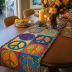 Peace Signs in Bright Blocks Table Runner