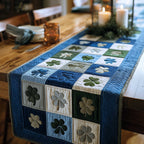 Shamrocks in Blue and Grey Table Runner
