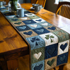 Shamrocks and Hearts on Pale Blue Table Runner