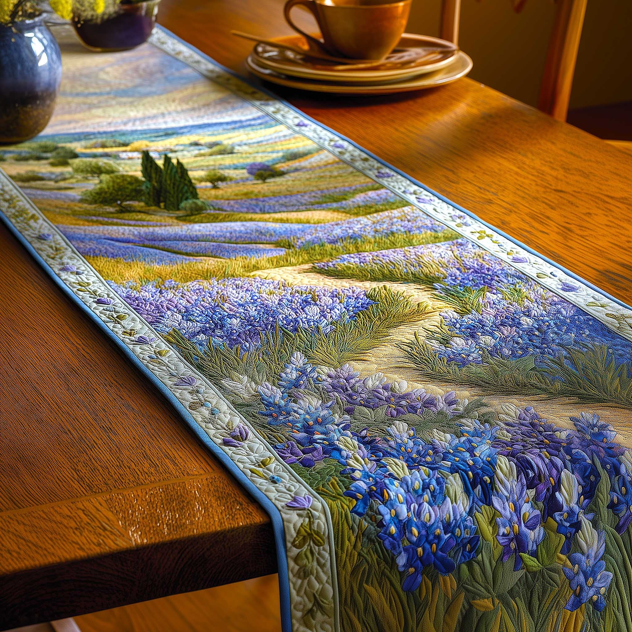 Bluebonnet Field Landscape Table Runner