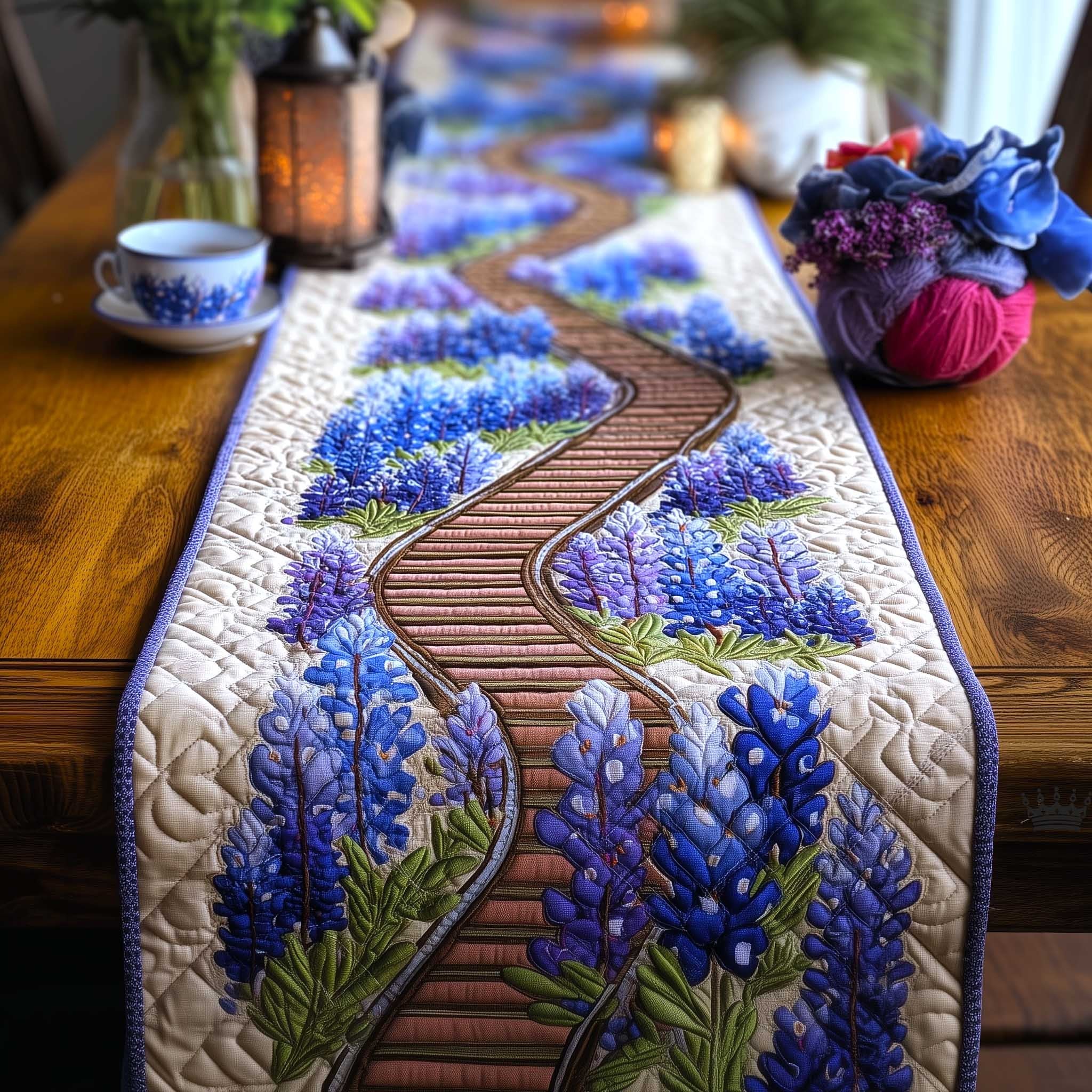 Winding Path Through Bluebonnets Table Runner