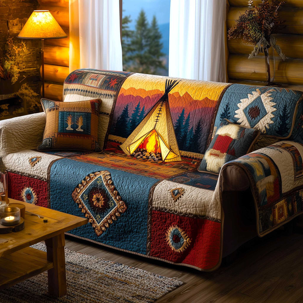 Teepee at the Mountain Sunset Sofa Cover