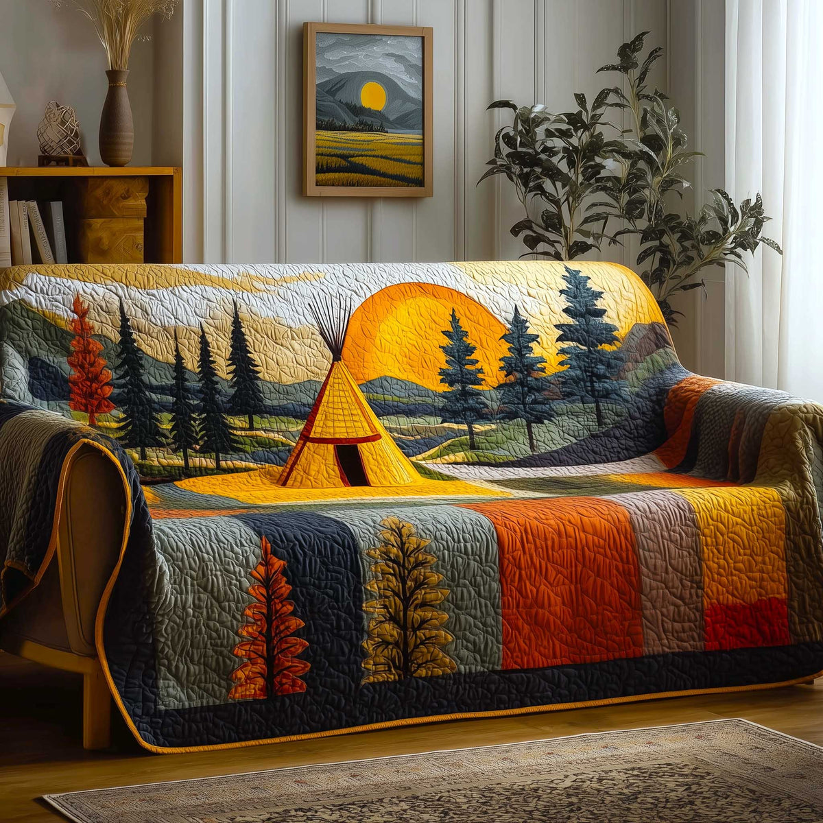 Teepee Beneath the Golden Sun Sofa Cover