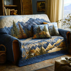 Blue Mountain Range Behind the Pines Sofa Cover