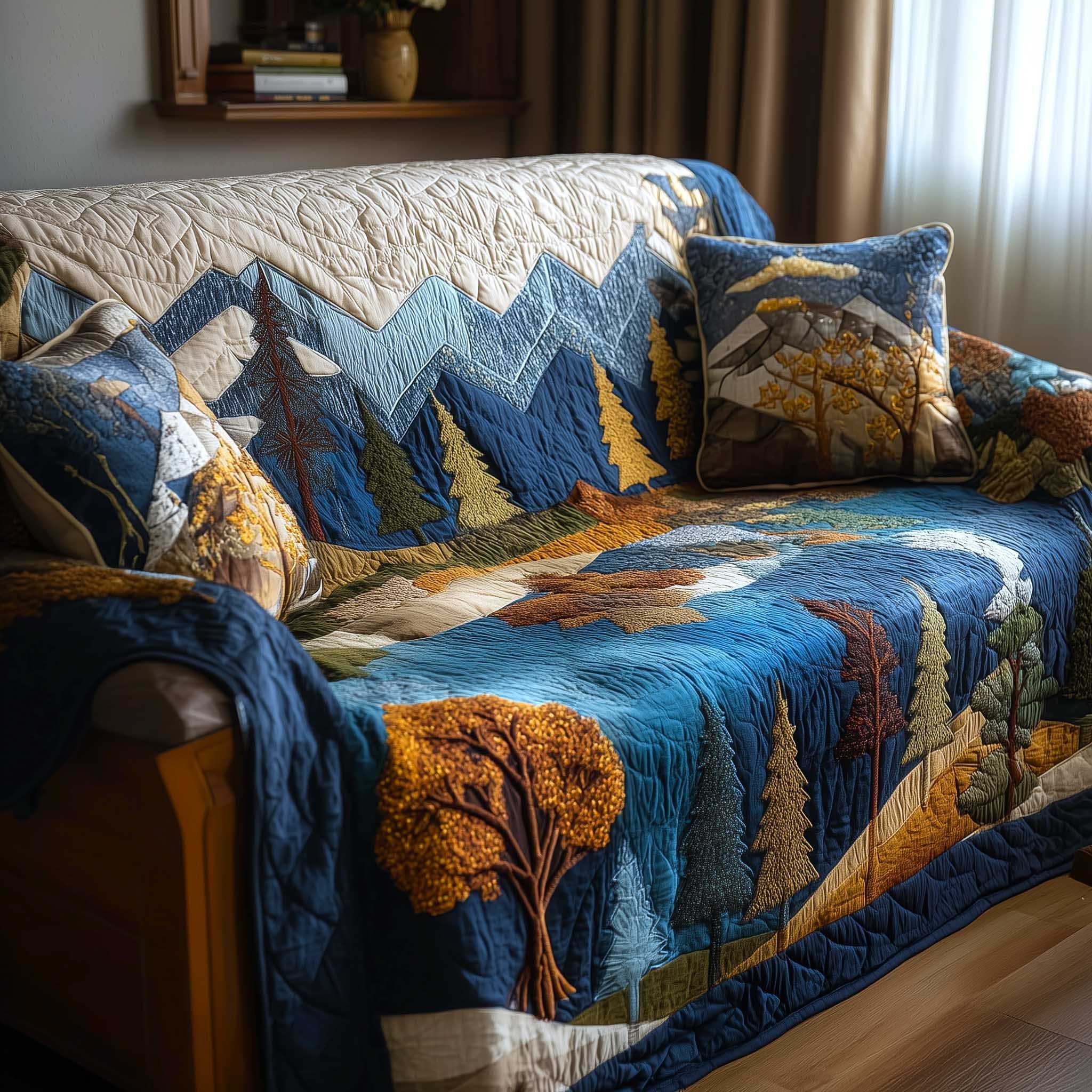Golden Tree by the Blue Mountain River Sofa Cover