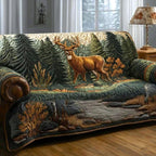 Stag in the Autumn Woodland Stream Sofa Cover