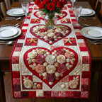 Rose Heart on Red Gingham Table Runner