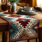 Southwest Pattern in Red and Cream Table Runner