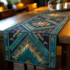 Southwest Pattern in Dark Teal Table Runner