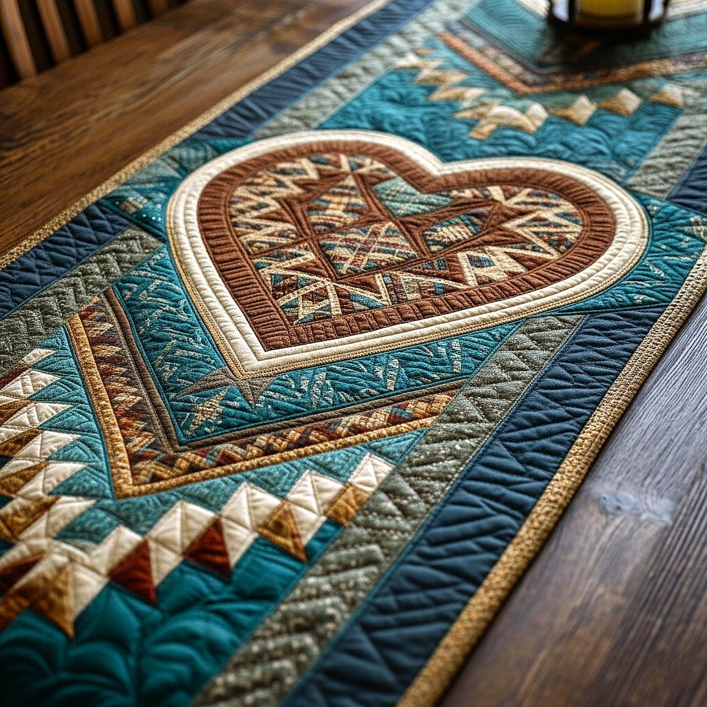 Southwest Heart Medallion Table Runner