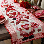 Gnomes with Hearts on Pink Table Runner