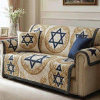 Six Point Stars in Cream and Gold Sofa Cover