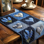Blue Hearts with Bluebonnets Table Runner
