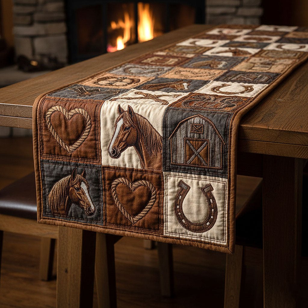 Horses Hearts and Horseshoe Blocks Table Runner