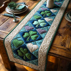 Clover Hearts on Blue Squares Table Runner