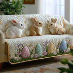 Bunny Trio in the Springtime Grass Sofa Cover