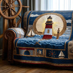 Lighthouse Beacon Across the Night Sea Sofa Cover